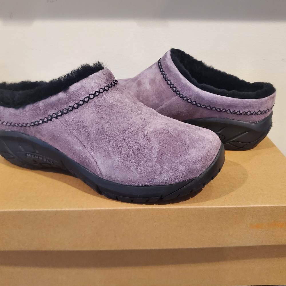 NWB Merrell Women's Encore Ice 4 Suede Slides Shoes Violet  Size 7.5